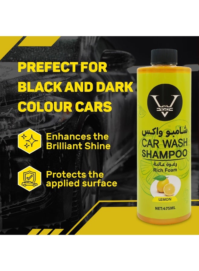 عبوة من قطعتين من شامبو غسيل السيارات EVD برائحة الليمون 475 مل - رغوة غنية، تركيبة متعادلة الحموضة - آمن على جميع أنواع الطلاء - لمعان خالٍ من الخطوط - مثالي للسيارات السوداء والداكنة اللون - منظف سيارات عالي التركيز - Image 4